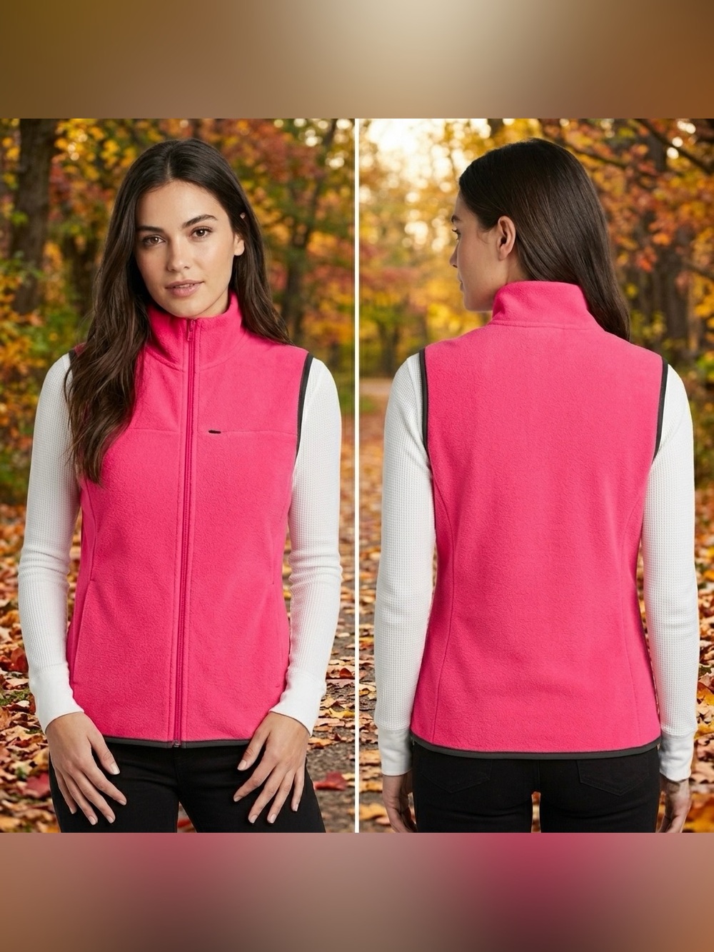 GAP Women's Sleeveless Zipper Up Fleece Hot Pink  Fleece Size Large